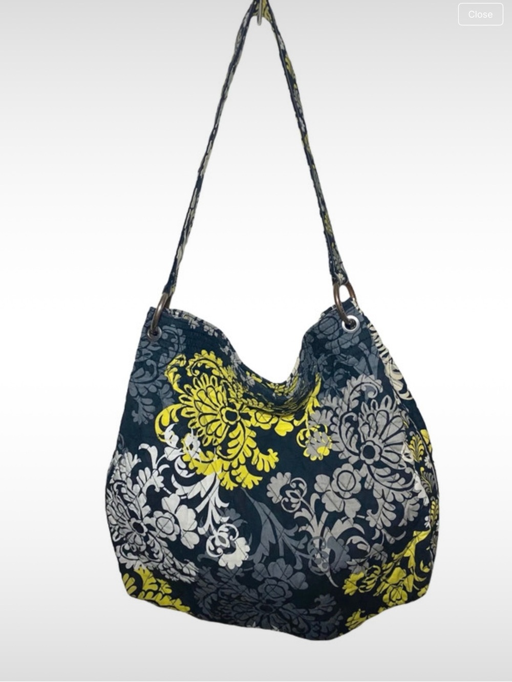 Retired 2008 Vera Bradley Yellow Bird Quilted Cotton Shoulder Bag Hobo Purse